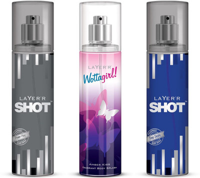 Layer Body Spray Combo(Shot PowerPlay +Wottagirl (Amber Kiss) + Deep Desire) Body Spray - For Men & Women(405 ml, Pack of 3)
Layer Body Spray Combo(Shot PowerPlay +Wottagirl (Amber Kiss) + Deep Desire) Body Spray - For Men & Women(405 ml, Pack of 3)
