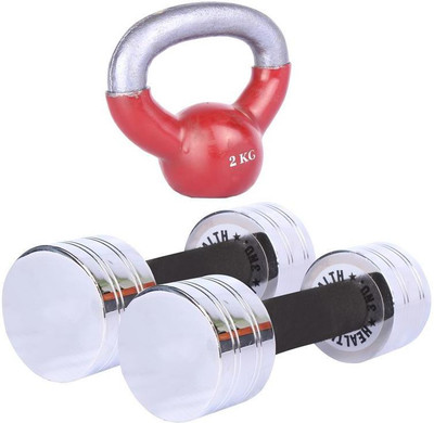 Royal 3 Kg 2 Pc Chrome Dumbell with 2 Kg 1 Pc Kettle Bell Gym & Fitness Kit