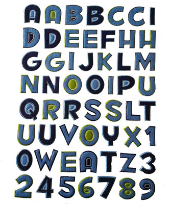 DWeS Fabric Alphabet & Number Stickers A to Z & 0 to 9(Blue)
