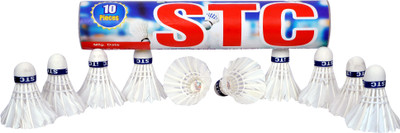 STC White Shuttle cocks Feather Shuttle - White(Medium, 77, Pack of 10)