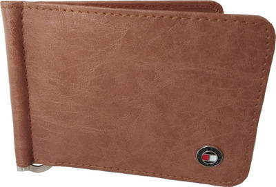 Justclickfashion Men Tan Genuine Leather Money Clip(6 Card Slots)