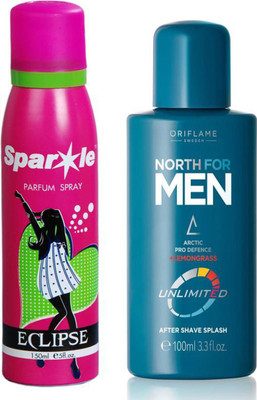Oriflame Sweden North for Men Aftershave Splash 100ml ( 33162 ) With one sparkle perfume spray 150 ml(Set of 2)
Oriflame Sweden North for Men Aftershave Splash 100ml ( 33162 ) With one sparkle perfume spray 150 ml(Set of 2)