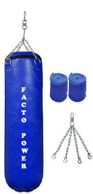 FACTO POWER 7.0 Feet Long, PU Material, Blue Color, Unfilled with Hanging Chain and 9 Freet Long Blue Color Hand Wrap Pair Boxing Kit
FACTO POWER 7.0 Feet Long, PU Material, Blue Color, Unfilled with Hanging Chain and 9 Freet Long Blue Color Hand Wrap Pair Boxing Kit