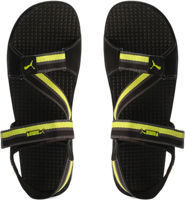 Puma Men black-dark shadow-lime punch Sports Sandals