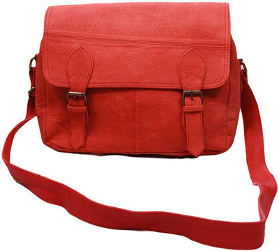 SS Leathers Women Casual Red Genuine Leather Sling Bag