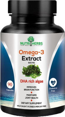 Nutriherbs Omega 3 ( DHA Rich Algae Supplement ) 800 Mg 90 Capsules (Pack Of 1)(60 No)
Nutriherbs Omega 3 ( DHA Rich Algae Supplement ) 800 Mg 90 Capsules (Pack Of 1)(60 No)