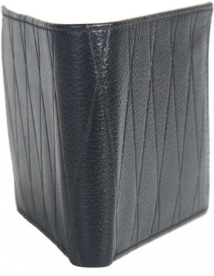 Chevron Men Black Genuine Leather Wallet(4 Card Slots)