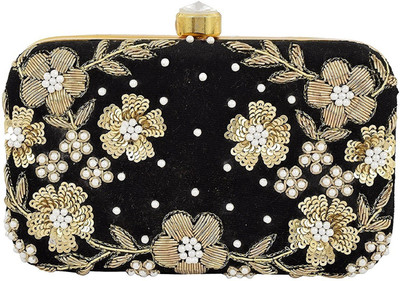 Tooba Handicraft Party Black Clutch