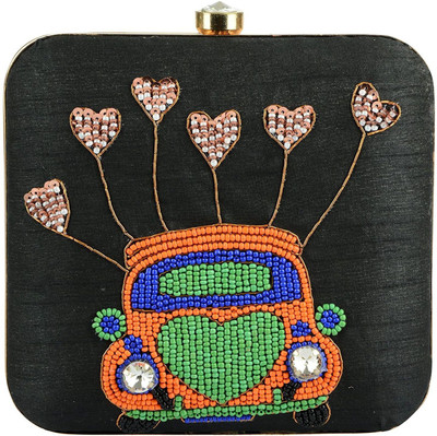 Tooba Handicraft Party Blue Clutch