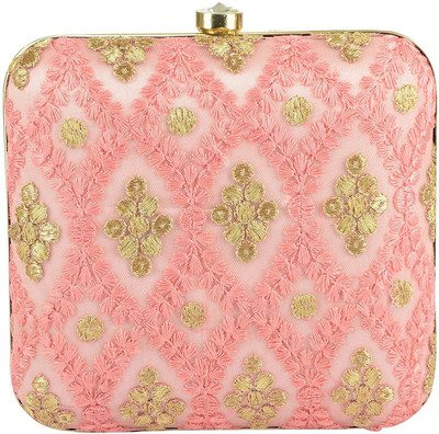 Tooba Handicraft Party Pink Clutch