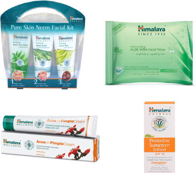 Himalaya Purifying Skin Neem Facial Kit, Pimple Cream, Aloe Vera Facial Wipes, Protective Sunscreen Lotion(Set of 4)
Himalaya Purifying Skin Neem Facial Kit, Pimple Cream, Aloe Vera Facial Wipes, Protective Sunscreen Lotion(Set of 4)