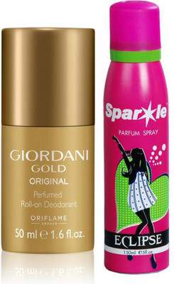 Oriflame Sweden Giordani Gold Original Perfumed Roll-On Deodorant 50ml (32160) With one sparkle perfume spray 150 ml(Set of 2)
Oriflame Sweden Giordani Gold Original Perfumed Roll-On Deodorant 50ml (32160) With one sparkle perfume spray 150 ml(Set of 2)