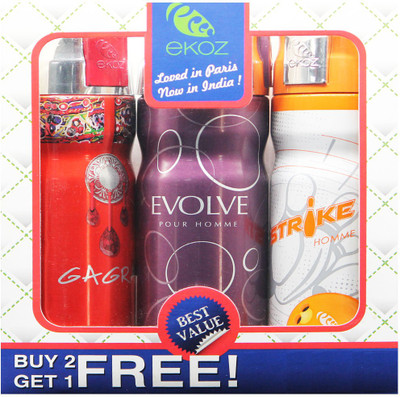 Ekoz GAGRA, EVOLVE HOMME & STRIKE HOMME Imported Deodorant "BUY 2 GET 1 FREE" Body Mist - For Men & Women(200 ml, Pack of 3)
Ekoz GAGRA, EVOLVE HOMME & STRIKE HOMME Imported Deodorant "BUY 2 GET 1 FREE" Body Mist - For Men & Women(200 ml, Pack of 3)