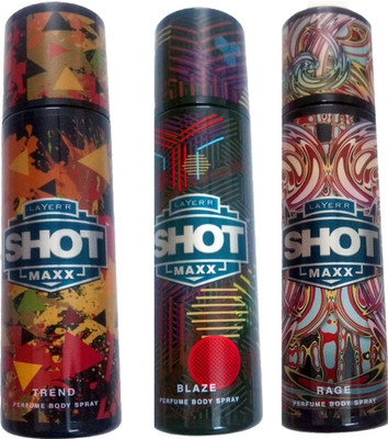 LAYERR SHOT MAXX BLAZE +SHOT TREND +SHOT RAGE Deodorant Spray - For Men & Women(120 ml)
LAYERR SHOT MAXX BLAZE +SHOT TREND +SHOT RAGE Deodorant Spray - For Men & Women(120 ml)