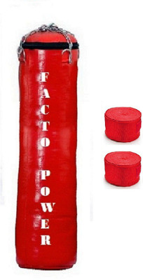 FACTO POWER 5.5 Feet Long, SRF - STANDARD Material, Red Color, Unfilled with Hanging Chain and 9 Freet Long Red Color Hand Wrap Pair Boxing Kit
FACTO POWER 5.5 Feet Long, SRF - STANDARD Material, Red Color, Unfilled with Hanging Chain and 9 Freet Long Red Color Hand Wrap Pair Boxing Kit