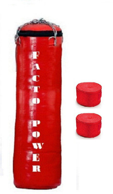 FACTO POWER 5.0 Feet Long, SRF - STANDARD Material, Red Color, Unfilled with Hanging Chain and 9 Freet Long Red Color Hand Wrap Pair Boxing Kit
FACTO POWER 5.0 Feet Long, SRF - STANDARD Material, Red Color, Unfilled with Hanging Chain and 9 Freet Long Red Color Hand Wrap Pair Boxing Kit