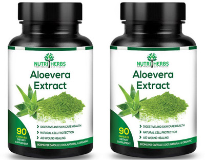 Nutriherbs Aleovera Extract 800 mg 90 capsules 100% Natural & Organic. (Pack of 2)(180 No)
Nutriherbs Aleovera Extract 800 mg 90 capsules 100% Natural & Organic. (Pack of 2)(180 No)
