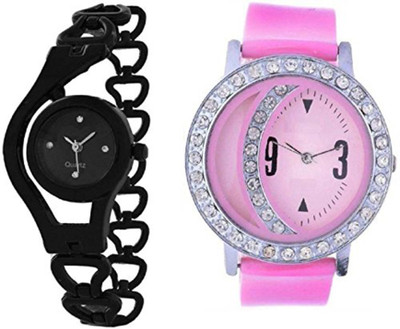 Freny Exim diamond studded pink dial bracelet strap black chain stylish women watch for ladies Glory_series_9 Watch - For Girls
Freny Exim diamond studded pink dial bracelet strap black chain stylish women watch for ladies Glory_series_9 Watch - For Girls