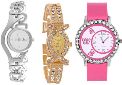 Freny Exim Combo Set Of 3 Silver Chain belt Golden Diamond Bracelet Strap 3 Small Butterfly Dial Trendy Style Womens Watches For Girls Chain Series_7 Watch - For Girls
Freny Exim Combo Set Of 3 Silver Chain belt Golden Diamond Bracelet Strap 3 Small Butterfly Dial Trendy Style Womens Watches For Girls Chain Series_7 Watch - For Girls