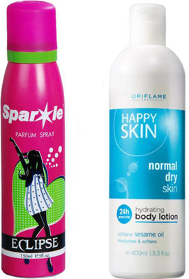 Oriflame Sweden Happy Skin Hydrating Body Lotion Normal Dry Skin 400ml (23730) With one sparkle perfume spray 150 ml(Set of 2)
Oriflame Sweden Happy Skin Hydrating Body Lotion Normal Dry Skin 400ml (23730) With one sparkle perfume spray 150 ml(Set of 2)