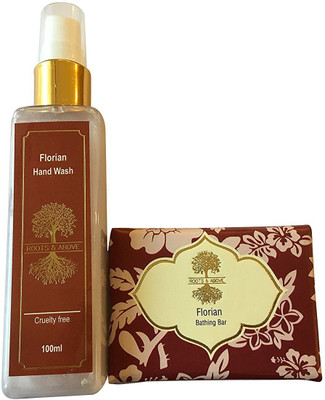Roots and Above Florian Natural Handwash 100ml and Florian Glycerine Bathing Bar Soap 100g(Set of 2)
Roots and Above Florian Natural Handwash 100ml and Florian Glycerine Bathing Bar Soap 100g(Set of 2)