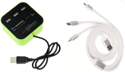 durReey Set of Multi connectivity USB Hub with Lightning 8 Pin +ANDROID+TYPE C 3 IN 1 C5Y USB Hub, USB Cable(White, Green)
durReey Set of Multi connectivity USB Hub with Lightning 8 Pin +ANDROID+TYPE C 3 IN 1 C5Y USB Hub, USB Cable(White, Green)