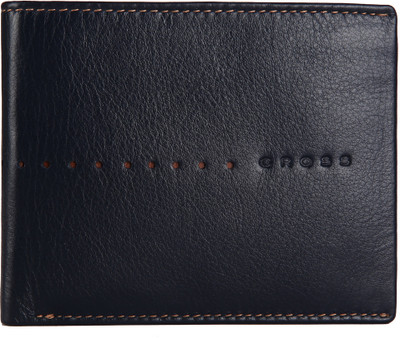 Cross Men Casual, Formal Blue Genuine Leather Wallet(11 Card Slots), Navy/tan