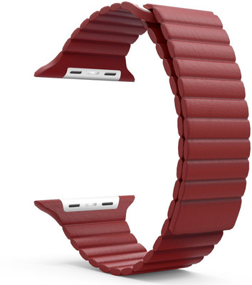 Memore Leather Magnetic Band Smart Watch Strap(Red)