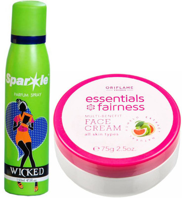 Oriflame Sweden Essentials Fairness Multi-Benefit Face Cream (32698) With one sparkle perfume spray 150 ml(Set of 2)
Oriflame Sweden Essentials Fairness Multi-Benefit Face Cream (32698) With one sparkle perfume spray 150 ml(Set of 2)
