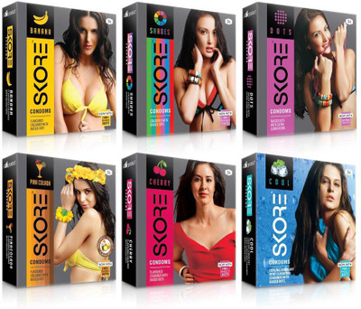 Skore Dotted ( Banana, Cherry, Cool, Dots, Pinacolada, Shade ) Condom(Set of 6, 18S)