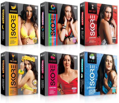 Skore Dotted ( Banana, Cherry, Cool, Not out, Pinacolada, Shade ) Condom(Set of 6, 18S)
Skore Dotted ( Banana, Cherry, Cool, Not out, Pinacolada, Shade ) Condom(Set of 6, 18S)