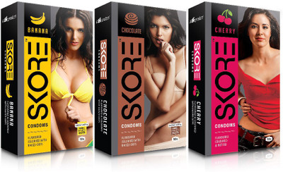 Skore Dotted ( Banana, Cherry, Chocolate ) Condom(Set of 3, 30S)