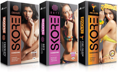 Skore Dotted ( Chocolate, Dots, Pinacolada ) Condom(Set of 3, 30S)