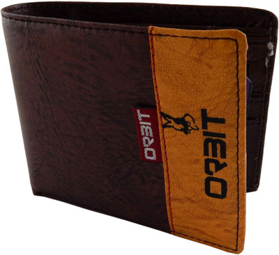 Orbit Men Brown Genuine Leather, Fabric Wallet(4 Card Slots)