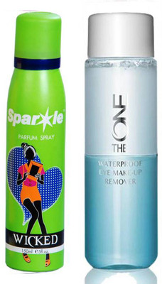 Oriflame Sweden The ONE Waterproof Eye Make-Up Remover 100ml (32138) With one sparkle perfume spray 150 ml(Set of 2)