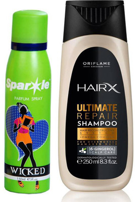 Oriflame Sweden HairX Ultimate Repair Shampoo 250ml (32998) With one sparkle perfume spray 150 ml(Set of 2)
Oriflame Sweden HairX Ultimate Repair Shampoo 250ml (32998) With one sparkle perfume spray 150 ml(Set of 2)