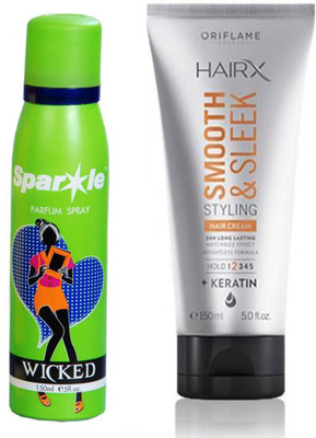 Oriflame Sweden HairX Smooth & Sleek Styling Hair Cream 150ml (30881) With one sparkle perfume spray 150 ml(Set of 2)
Oriflame Sweden HairX Smooth & Sleek Styling Hair Cream 150ml (30881) With one sparkle perfume spray 150 ml(Set of 2)