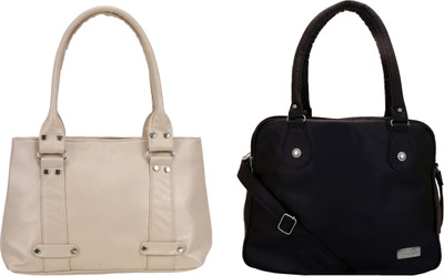 Lady bar Shoulder Bag(Black, Beige), Beige;black