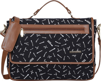 FUNK FOR HIRE 15.6 inch Laptop Messenger Bag(Blue, Tan), Black