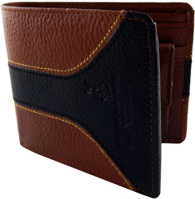 Orbit Men Tan, Black Genuine Leather Wallet(5 Card Slots), Black;tan