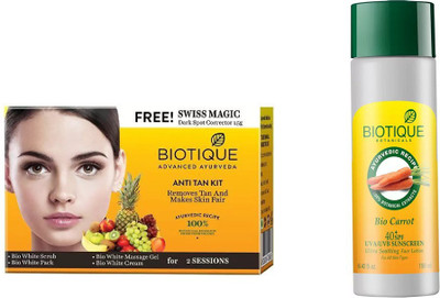 BIOTIQUE BIO Bio Anti Tan Facial Kit, Bio Carrot 40+ Spf Sunscreen Ultra Soothing Face Lotion(Set of 2)
BIOTIQUE BIO Bio Anti Tan Facial Kit, Bio Carrot 40+ Spf Sunscreen Ultra Soothing Face Lotion(Set of 2)