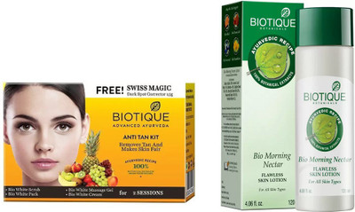 BIOTIQUE BIO Bio Anti Tan Facial Kit, Bio Morning Nectar Flawless Skin Lotion For All Skin Types(Set of 2)
BIOTIQUE BIO Bio Anti Tan Facial Kit, Bio Morning Nectar Flawless Skin Lotion For All Skin Types(Set of 2)