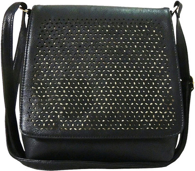LI LEANE Women Casual Black Leatherette Sling Bag