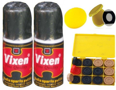 Vixen Combo of Five, -Two '555' carrom Powder , Two Carrom Striker and One Box 'Carrom Men 888' Coins- Board Game