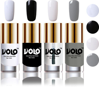 Volo HD Colors High-Shine Long Lasting Non Toxic Professional Nail Polish Set of 4 Matte White, Black, Extra Shine Top Coat, Grey(Pack of 4)
Volo HD Colors High-Shine Long Lasting Non Toxic Professional Nail Polish Set of 4 Matte White, Black, Extra Shine Top Coat, Grey(Pack of 4)
