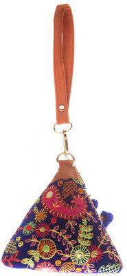 Aliado Cloth/Textile/Fabric Blue & Multi Embroidered Potli Bag Potli(Blue)