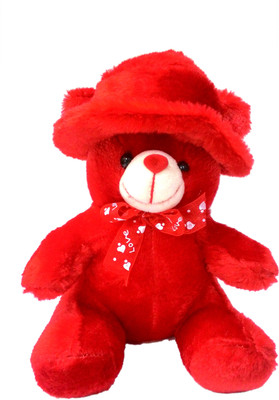 Marvelous Gifts Cute red teddy with cap - 21.5 cm(Red)