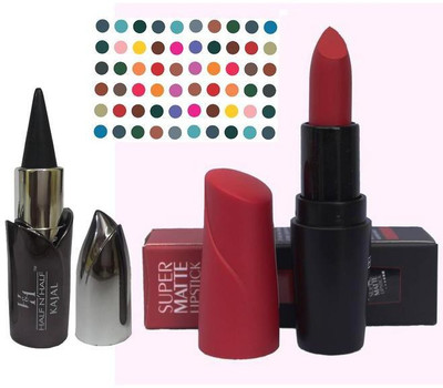 AV Half N Half Super Matte Lipstick Kajal Bindi(Set of 3)