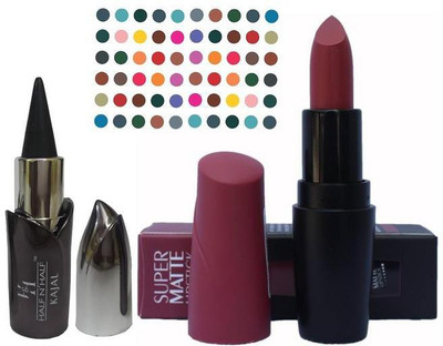 AV Half N Half Super Matte Lipstick Kajal Bindi(Set of 3)