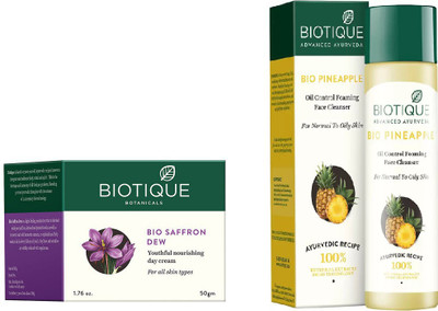 BIOTIQUE BIO Bio Saffron Dew Youthful Nourishing Day Cream, Bio Pineapple Oil Control Face Cleanser For Normal To Oil Skin(Set of 2)
BIOTIQUE BIO Bio Saffron Dew Youthful Nourishing Day Cream, Bio Pineapple Oil Control Face Cleanser For Normal To Oil Skin(Set of 2)